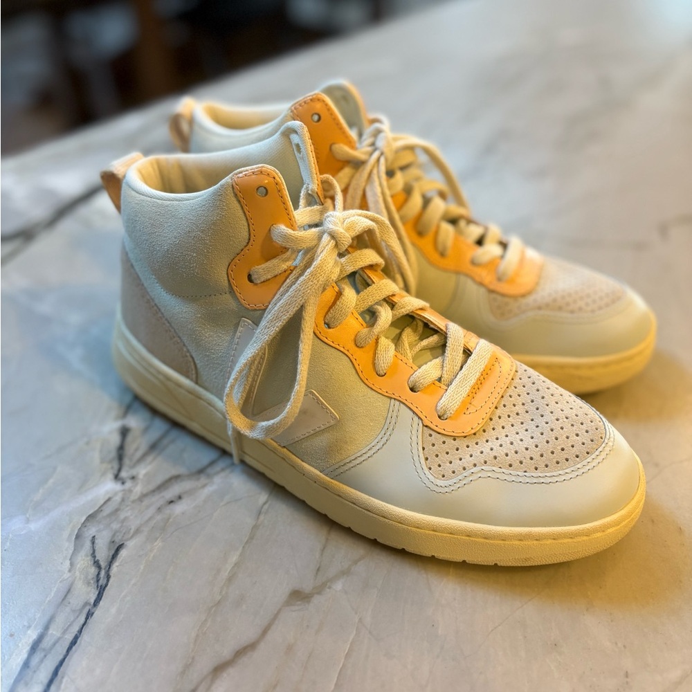 Veja V-15 Suede Jade White Multico high-top sneakers - Picture 4 of 7